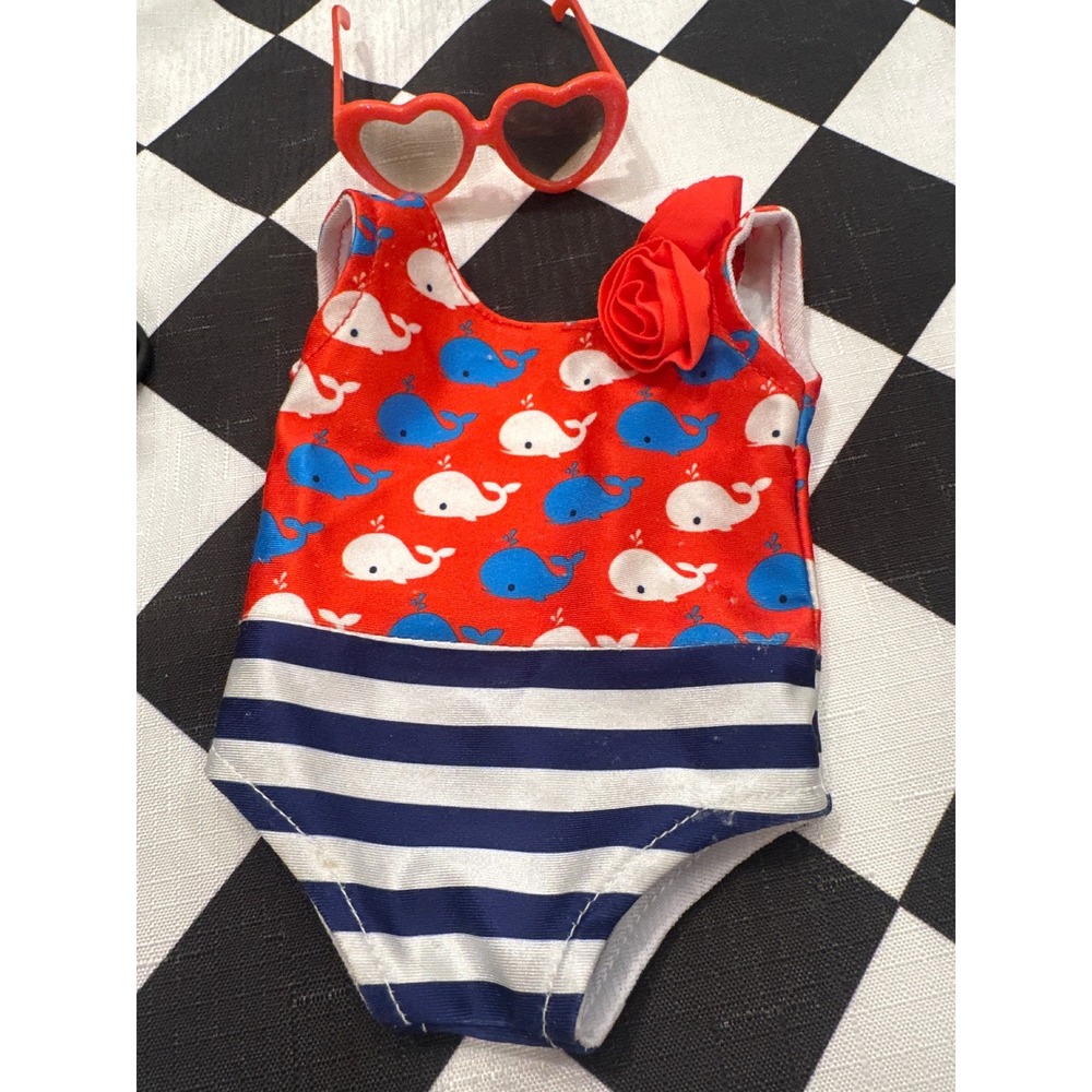 Our Generation OG Dolls Whale Print Swimsuit and Heart Sunglasses Set Red  18"